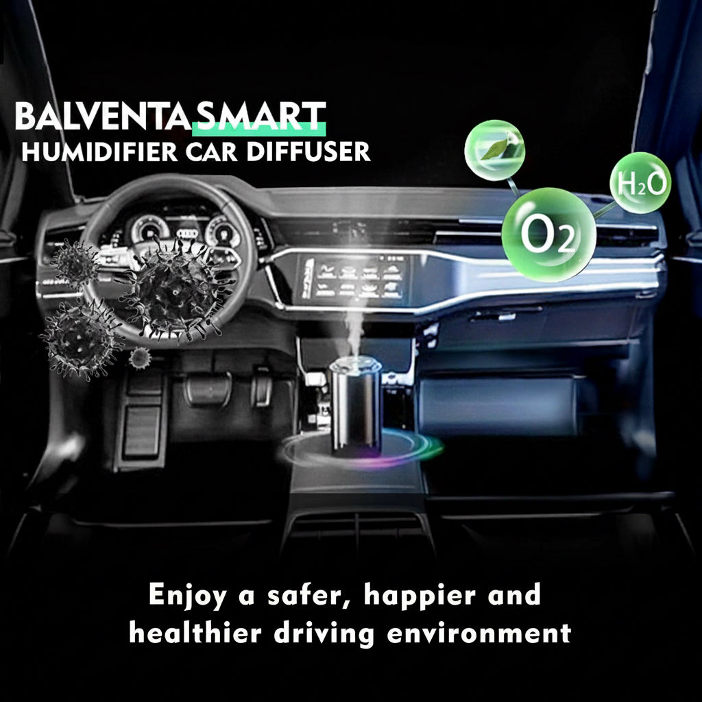 Balventa Cologne Car Air Freshener & Aroma Diffuser- Smart Humidifier With Starry Sky Protection, 50ml Essential Oil, LED Light