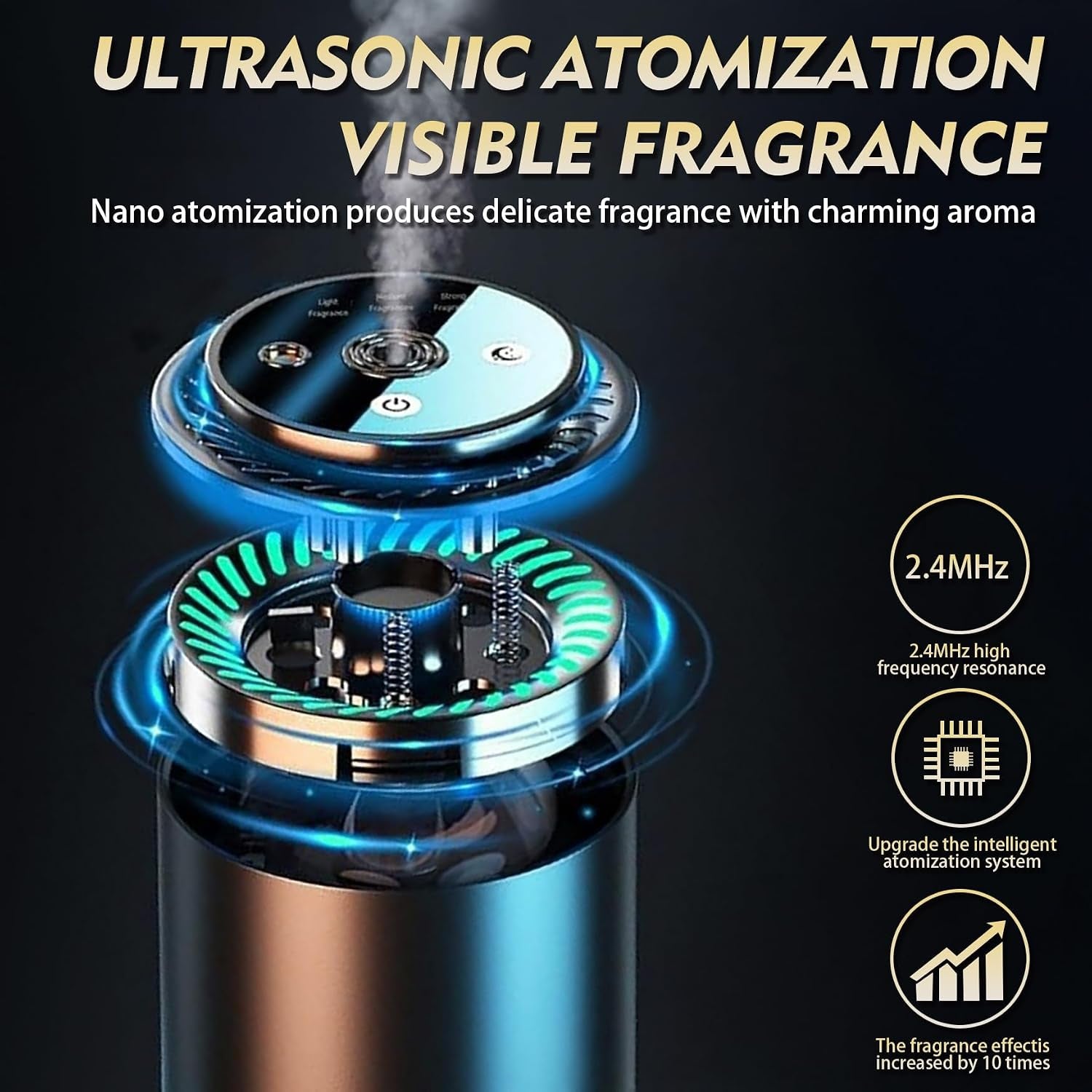 Balventa Cologne Car Air Freshener & Aroma Diffuser- Smart Humidifier With Starry Sky Protection, 50ml Essential Oil, LED Light