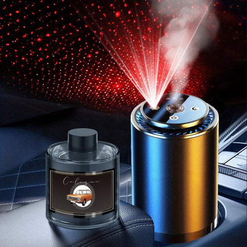 Balventa Cologne Car Air Freshener & Aroma Diffuser- Smart Humidifier With Starry Sky Protection, 50ml Essential Oil, LED Light